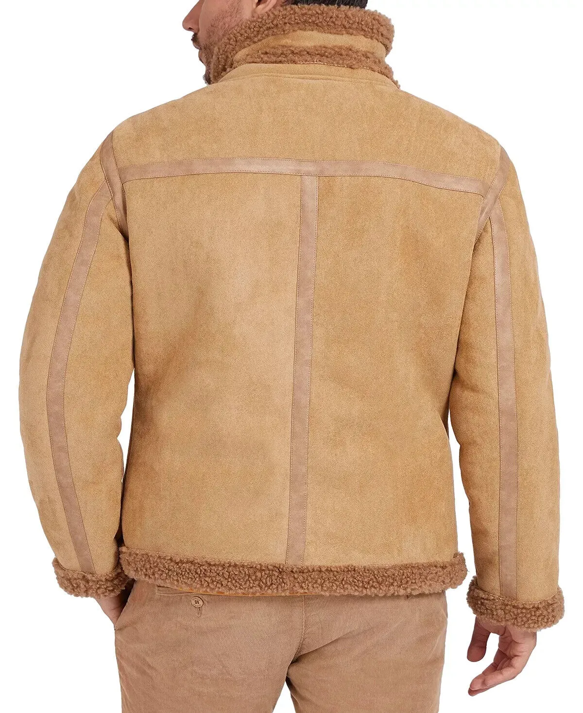 Guess Men's Faux-Shearling Full-Zip Jacket Light Brown Size XXL MSRP $198