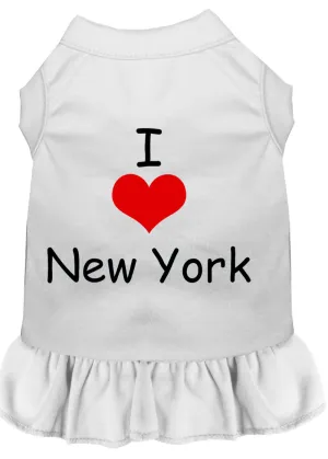I Heart New York Screen Print Dress White Med