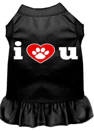 I Heart You Screen Print Dress Black Xs