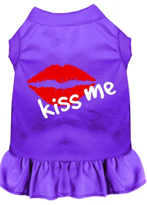 Kiss Me Screen Print Dress Purple Xxxl