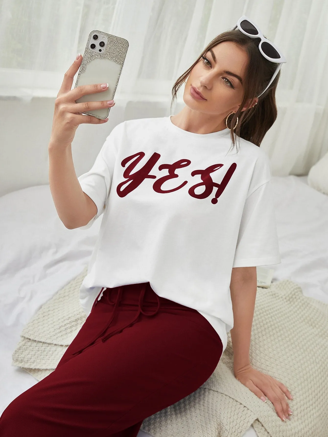 Letter Graphic Tee & Split Hem Skirt SS23 FD