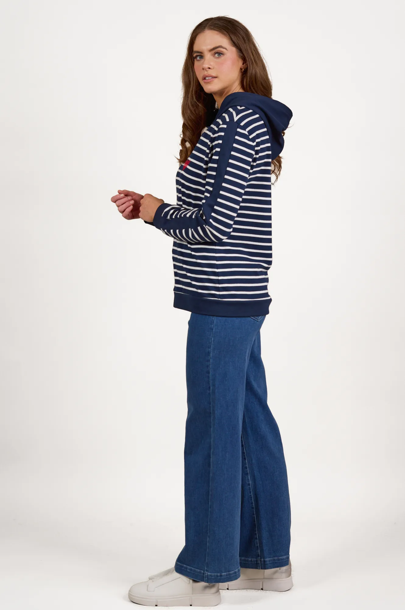 Long Sleeve Hoodie With Sleeve Panel Trim - Foil Stripe