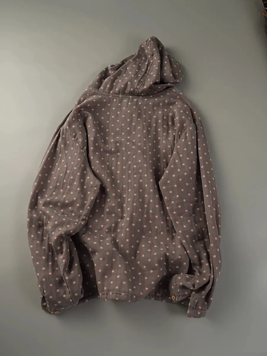 Loose Hooded Cotton Shirts