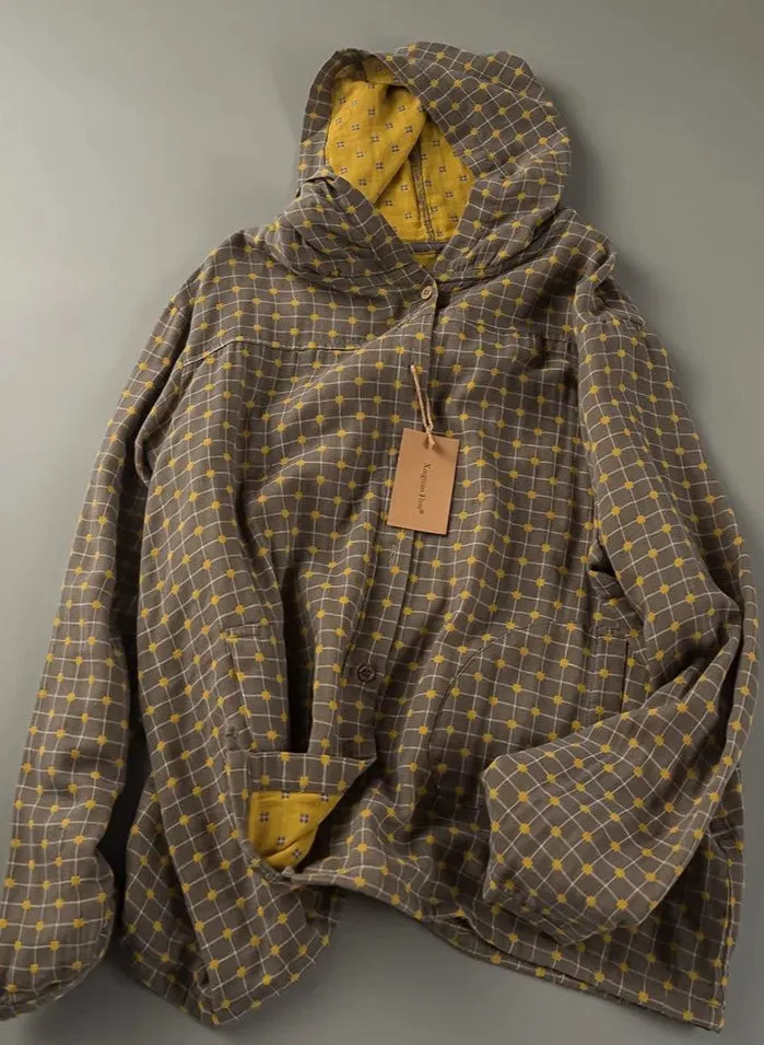 Loose Hooded Cotton Shirts