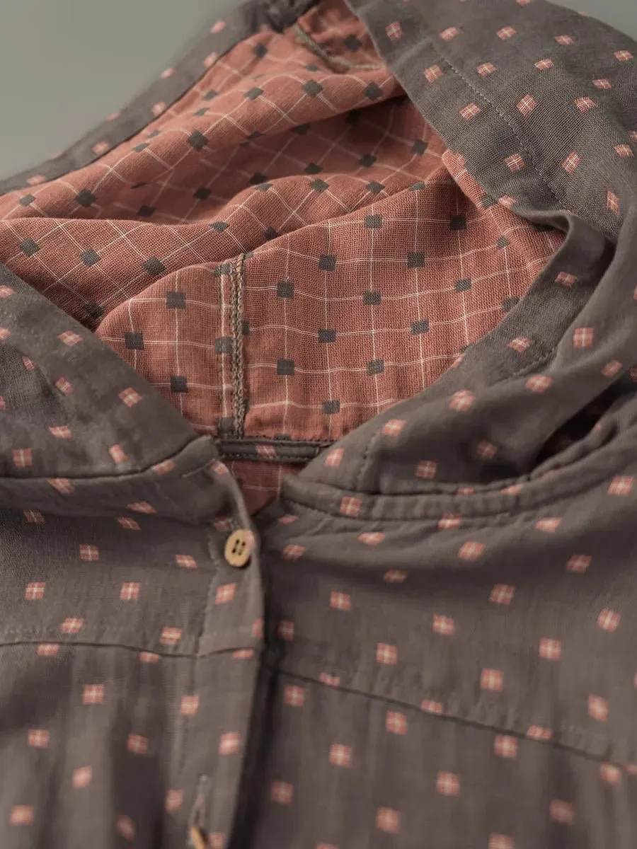 Loose Hooded Cotton Shirts