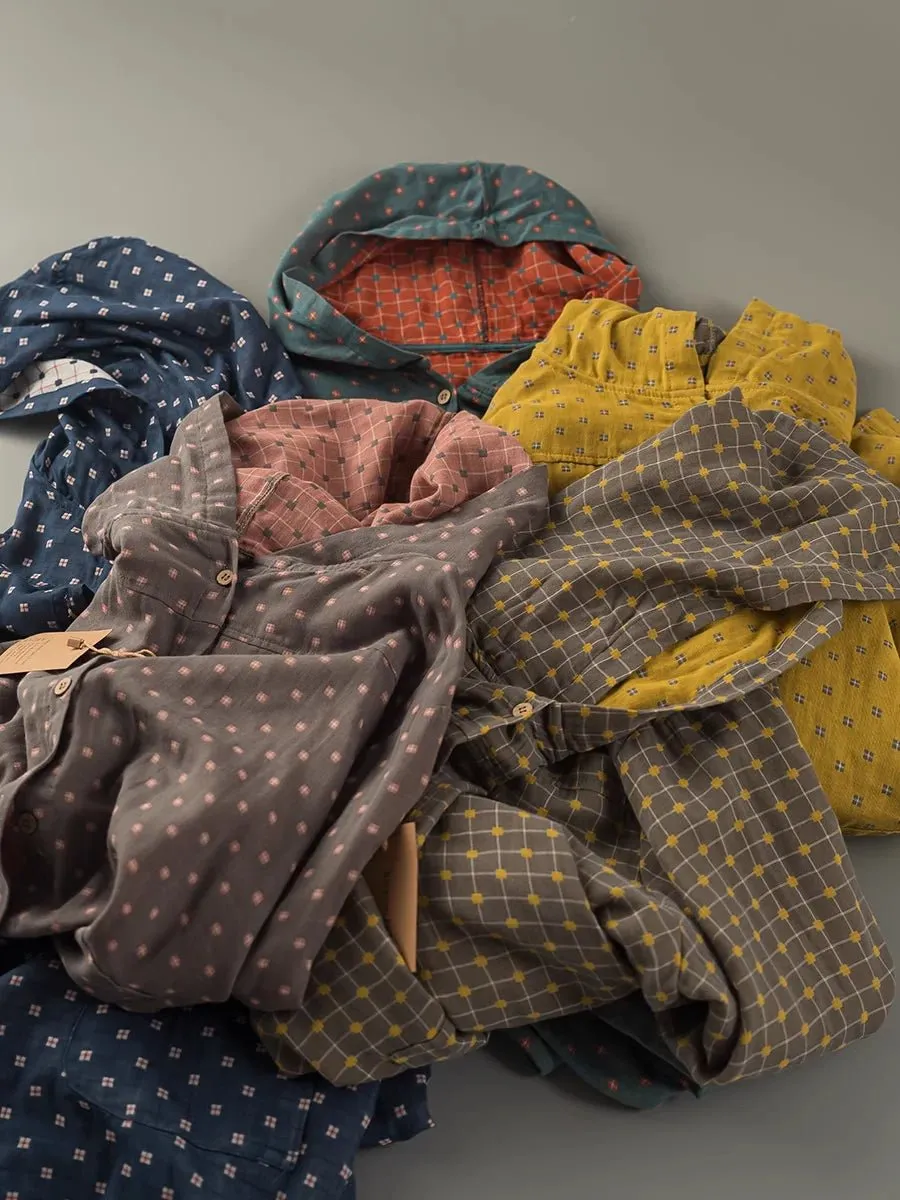 Loose Hooded Cotton Shirts