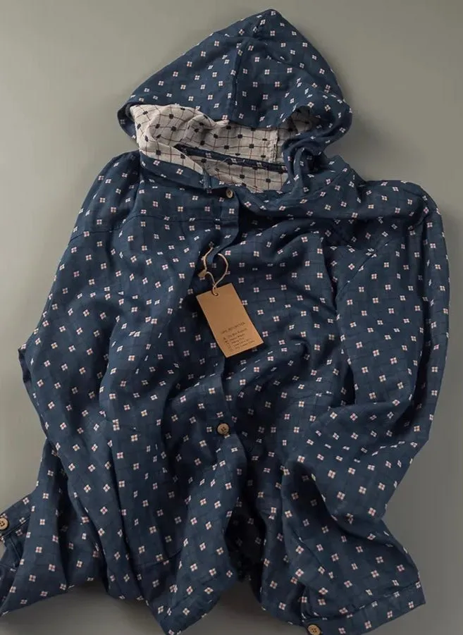 Loose Hooded Cotton Shirts