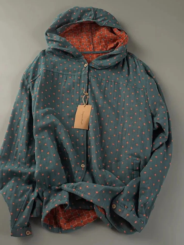 Loose Hooded Cotton Shirts