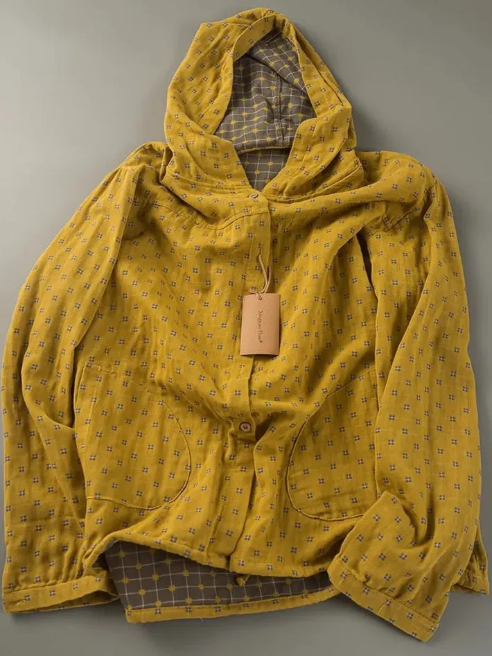 Loose Hooded Cotton Shirts