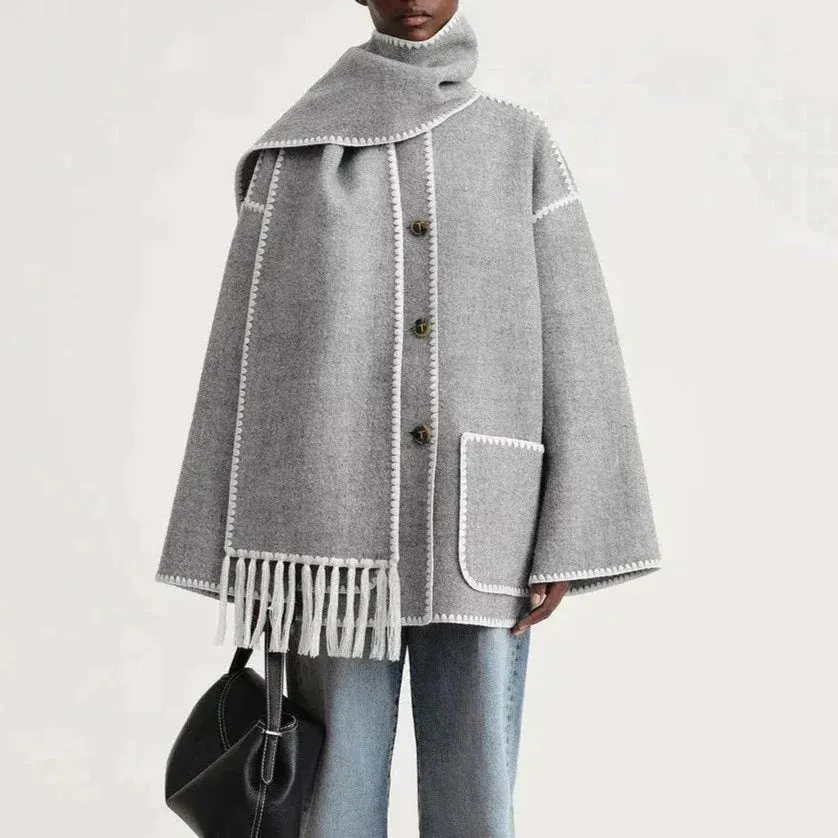 Lucy ™ - WOOL COAT WITH SCARF
