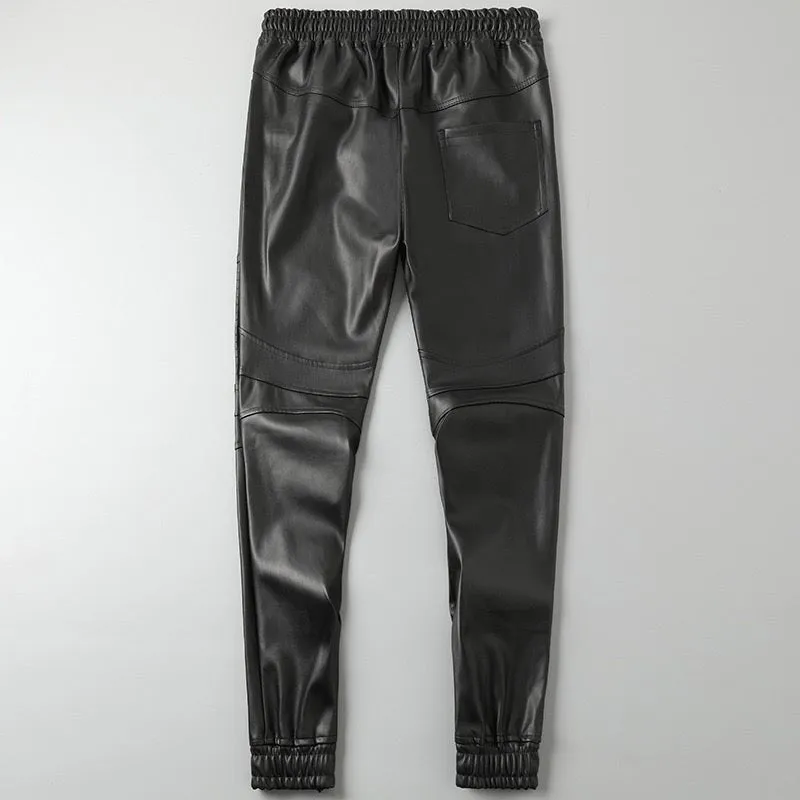 Luodria - Pu Leather Joggers for Men