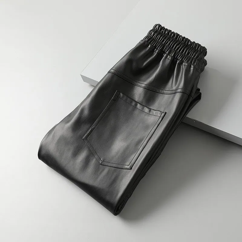 Luodria - Pu Leather Joggers for Men
