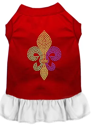 Mardi Gras Fleur De Lis Rhinestone Dress Red With White Xxxl