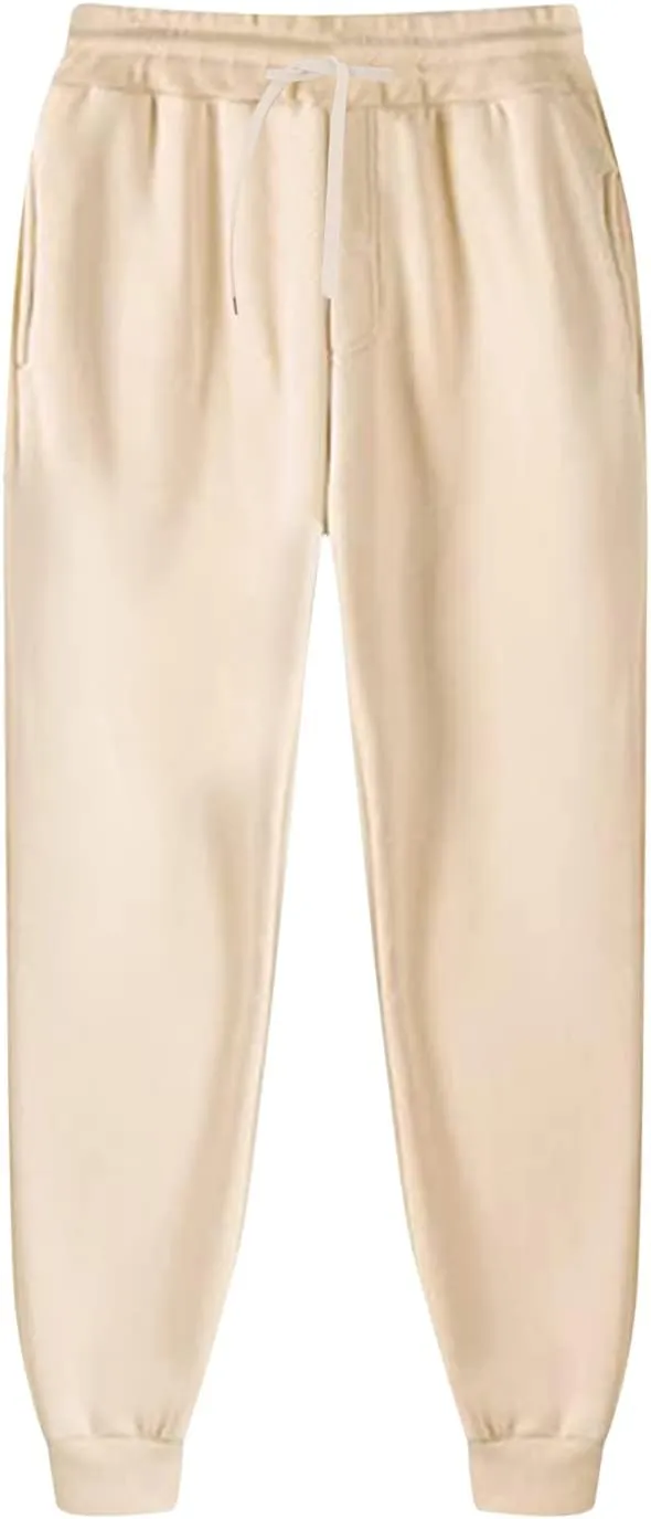 Mens Sweatpants Joggers Pants Man Heavyweight Fleece Cargo Sweatpants Elastic Waist Drawstring Straight Leg Athletic