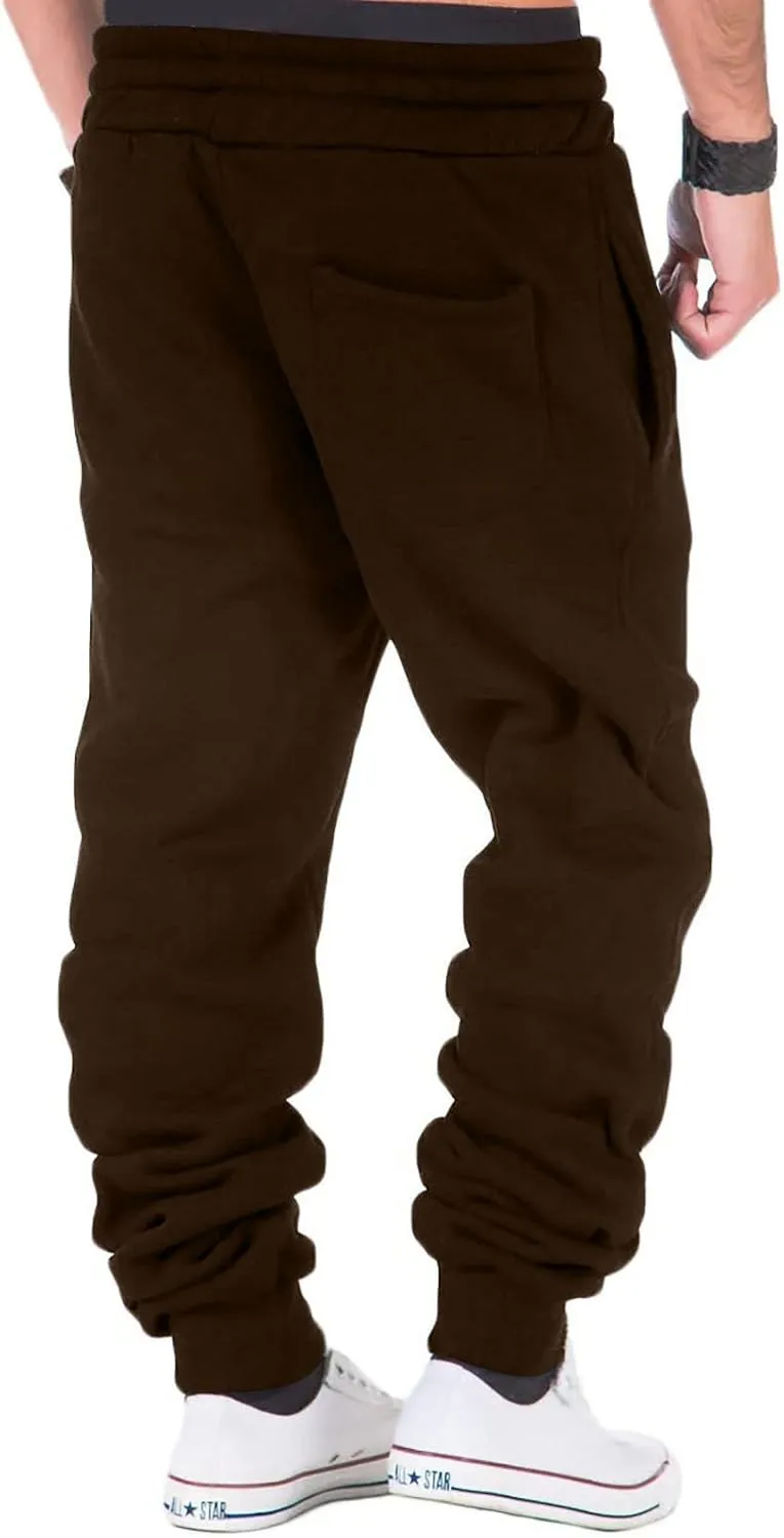 Mens Workout Cargo Sweatpants Fleece Joggers with Pockets Mens Workout Cargo Sweatpants Athletic Pants Open Bottom