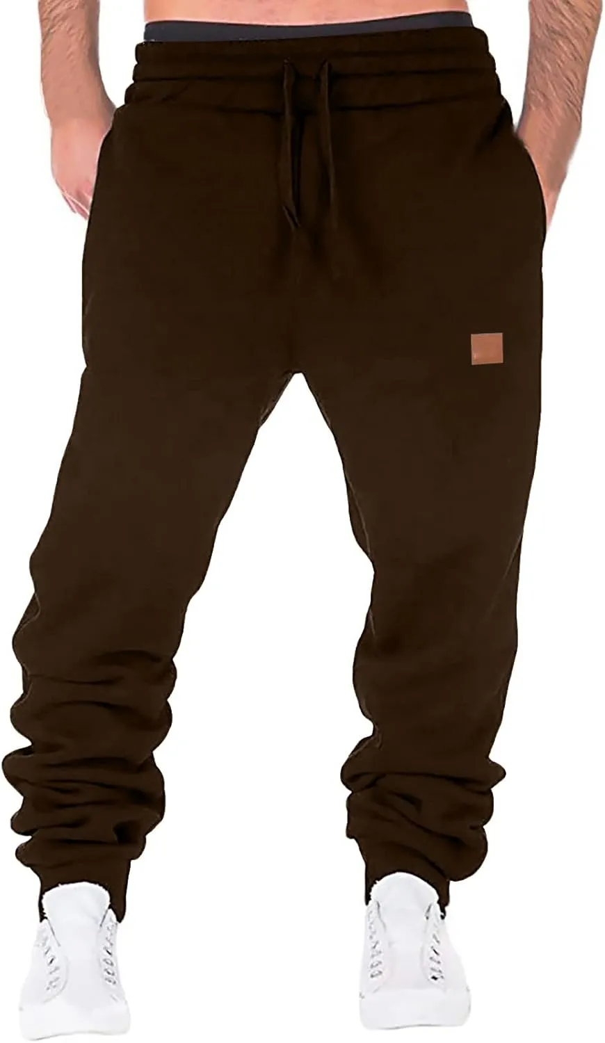 Mens Workout Cargo Sweatpants Fleece Joggers with Pockets Mens Workout Cargo Sweatpants Athletic Pants Open Bottom
