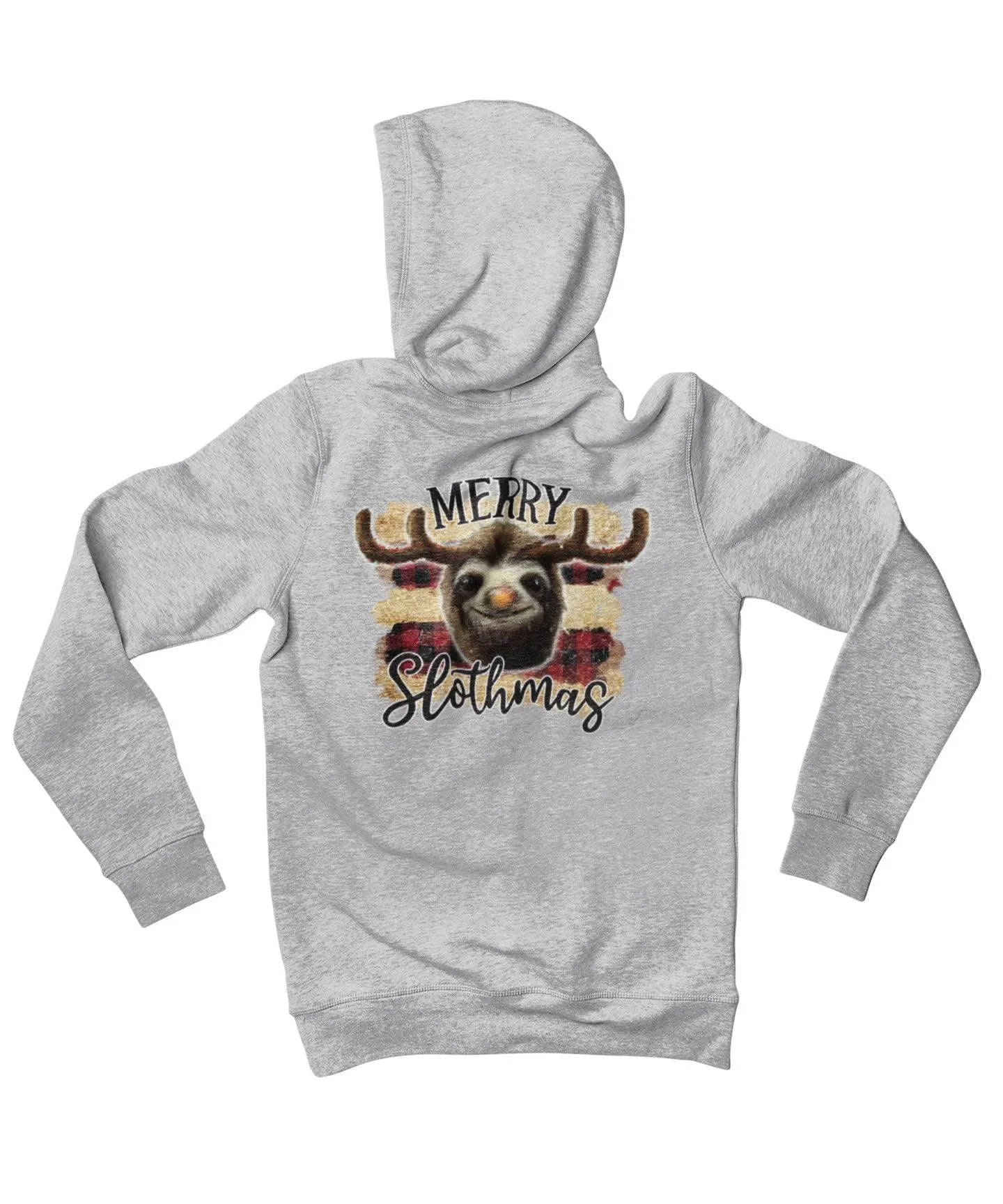 Merry Slothmas Back Printed Sloth Christmas Hoodie