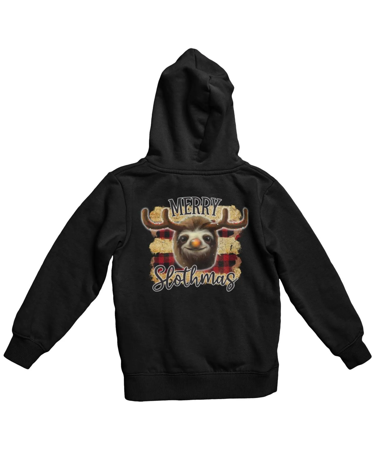 Merry Slothmas Back Printed Sloth Christmas Hoodie