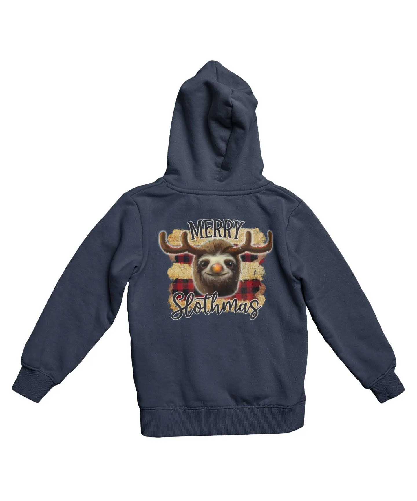 Merry Slothmas Back Printed Sloth Christmas Hoodie