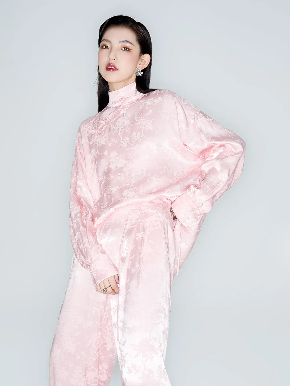 MUKZIN Linglong "Intoxicated by Flowers" - Neo-Chinese Relaxed Wide-Leg Trousers