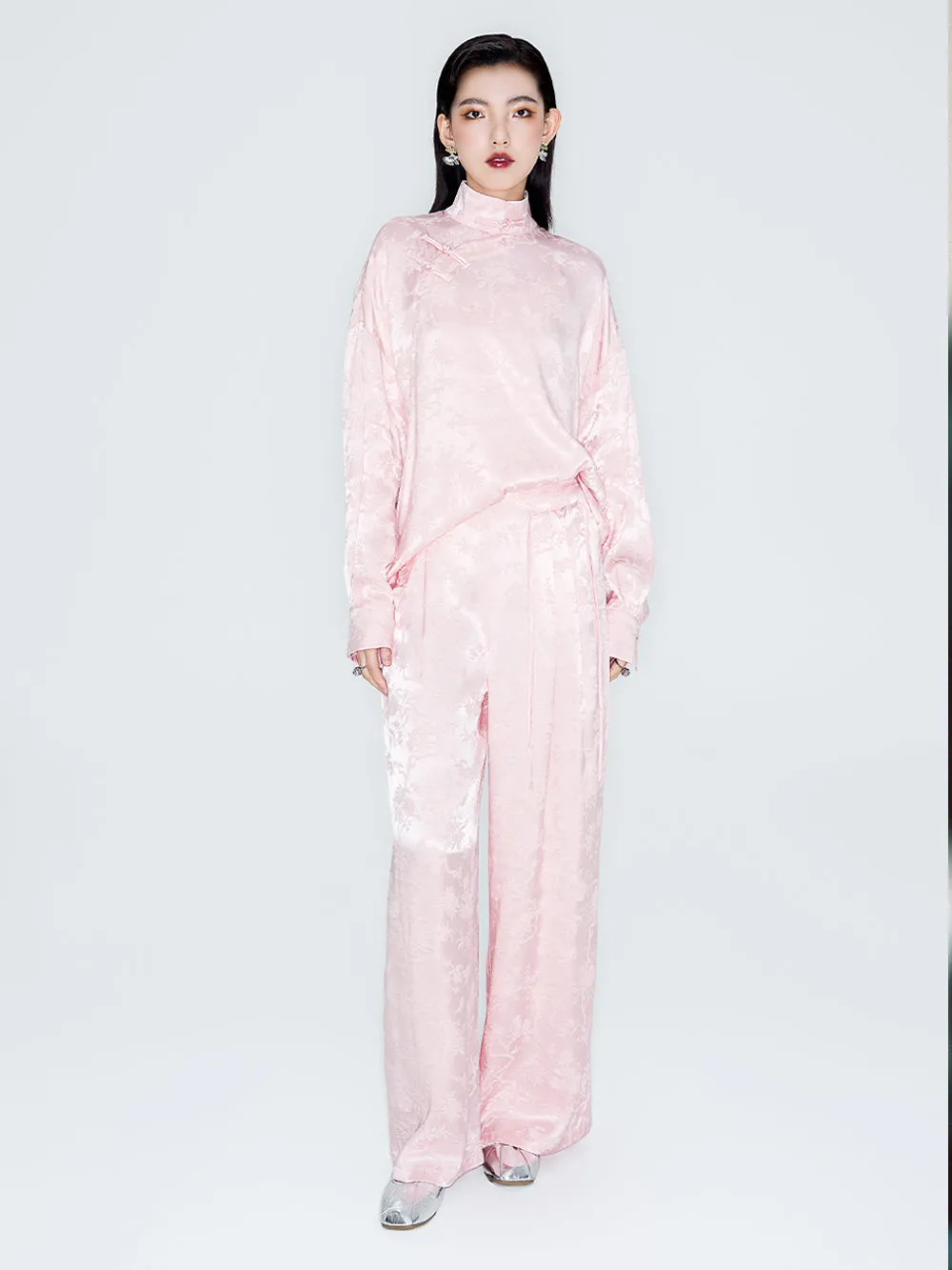 MUKZIN Linglong "Intoxicated by Flowers" - Neo-Chinese Relaxed Wide-Leg Trousers