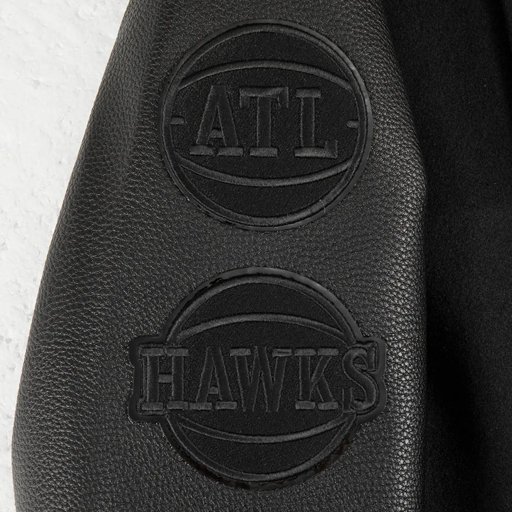 NBA ATLANTA HAWKS TRIPLE BLACK BIG BOYS WOOL VARSITY JACKET (JET BLACK)