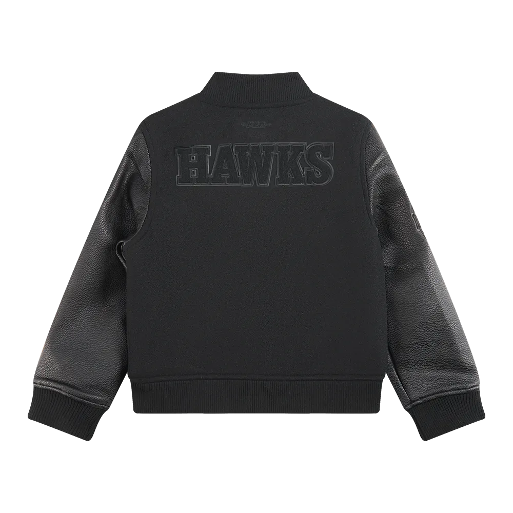 NBA ATLANTA HAWKS TRIPLE BLACK BIG BOYS WOOL VARSITY JACKET (JET BLACK)