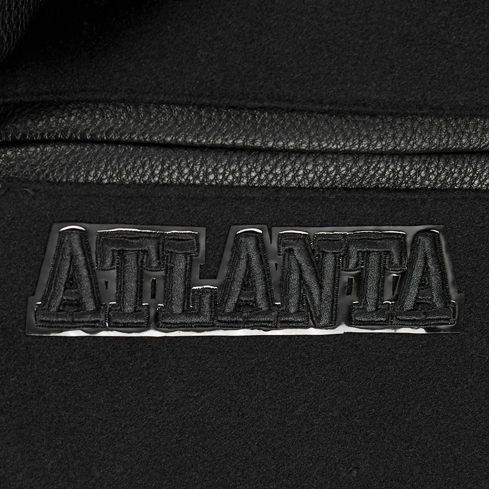 NBA ATLANTA HAWKS TRIPLE BLACK BIG BOYS WOOL VARSITY JACKET (JET BLACK)