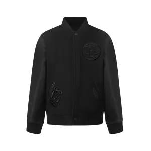 NBA BROOKLYN NETS TRIPLE BLACK BIG BOYS WOOL VARSITY JACKET (JET BLACK)