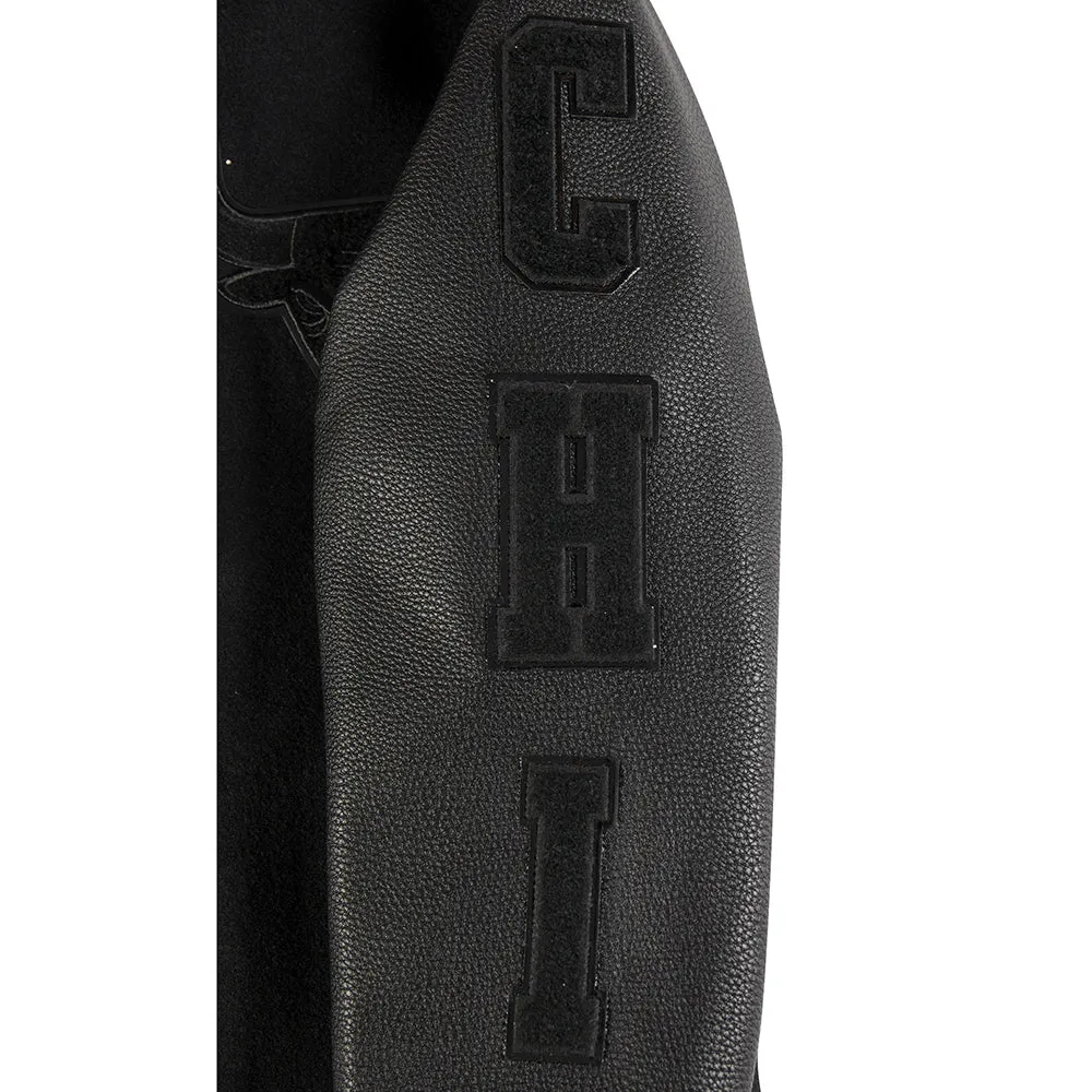 NBA CHICAGO BULLS TRIPLE BLACK BIG BOYS WOOL VARSITY JACKET (JET BLACK)