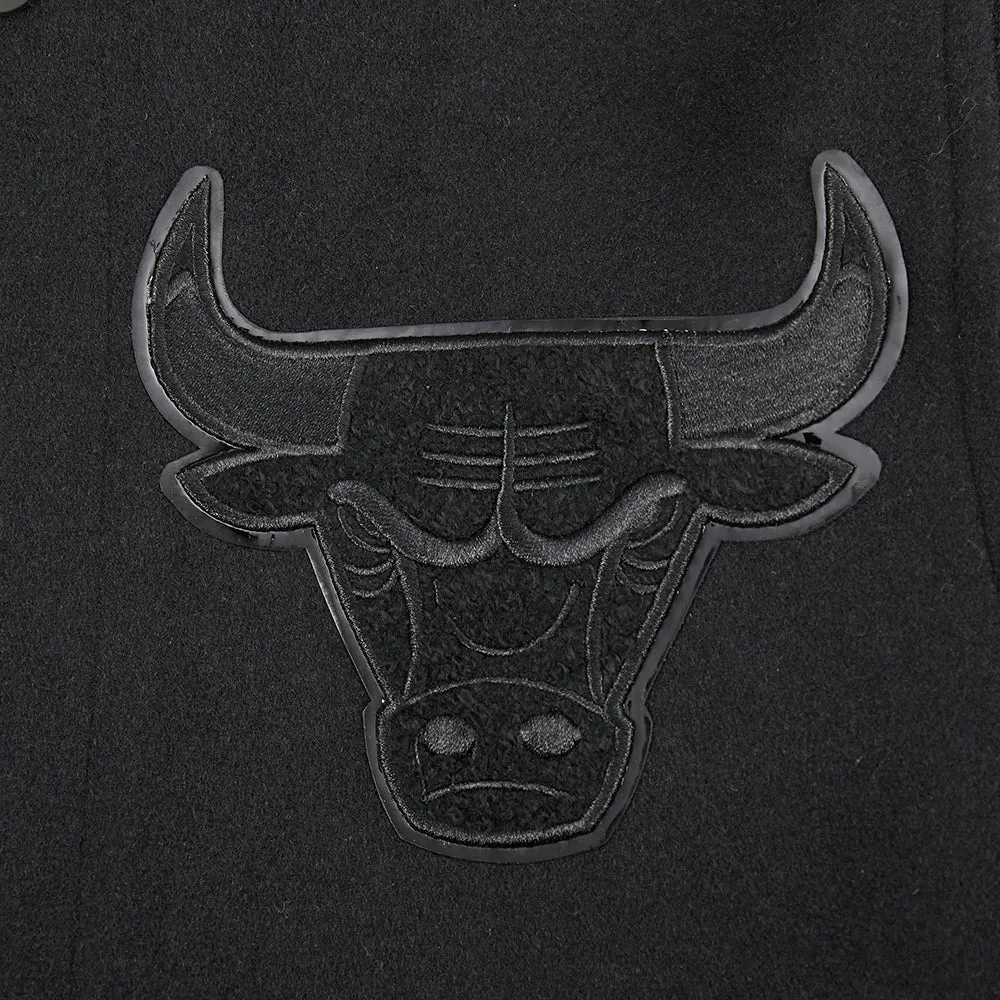 NBA CHICAGO BULLS TRIPLE BLACK BIG BOYS WOOL VARSITY JACKET (JET BLACK)