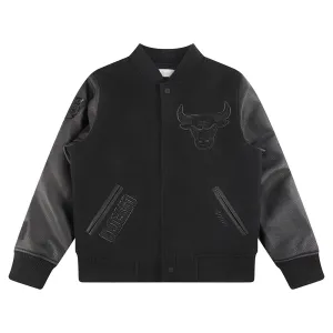 NBA CHICAGO BULLS TRIPLE BLACK BIG BOYS WOOL VARSITY JACKET (JET BLACK)