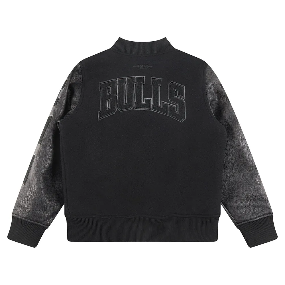 NBA CHICAGO BULLS TRIPLE BLACK BIG BOYS WOOL VARSITY JACKET (JET BLACK)