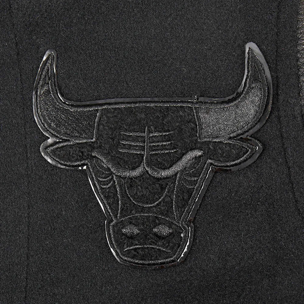 NBA CHICAGO BULLS TRIPLE BLACK TODDLER BOYS WOOL VARSITY JACKET (JET BLACK)