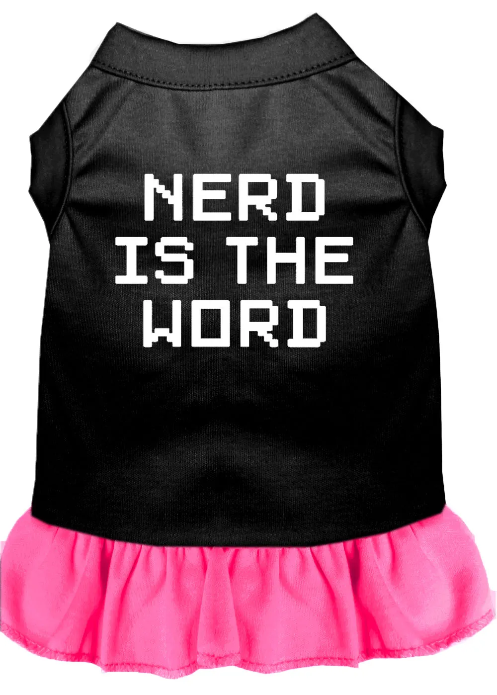 Nerd Is The Word Screen Print Dress Black With Bright Pink Sm