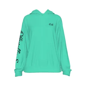 Officially Sexy Turquoise Green Women's Casual Hoodie With Black Logos