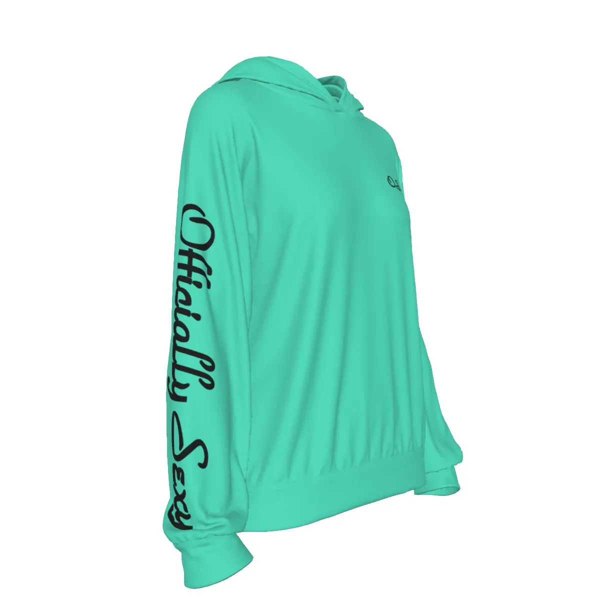 Officially Sexy Turquoise Green Women's Casual Hoodie With Black Logos