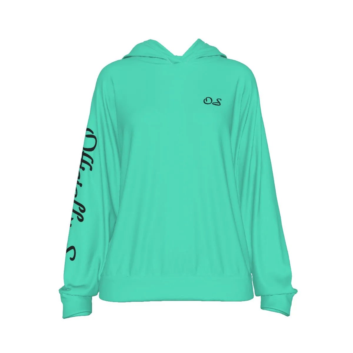 Officially Sexy Turquoise Green Women's Casual Hoodie With Black Logos