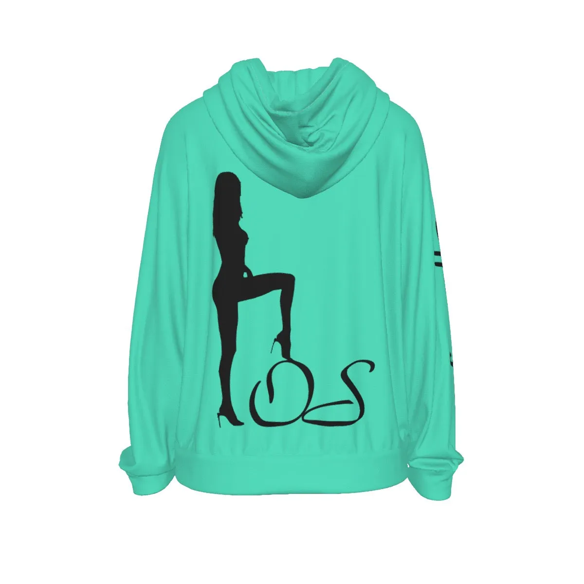 Officially Sexy Turquoise Green Women's Casual Hoodie With Black Logos