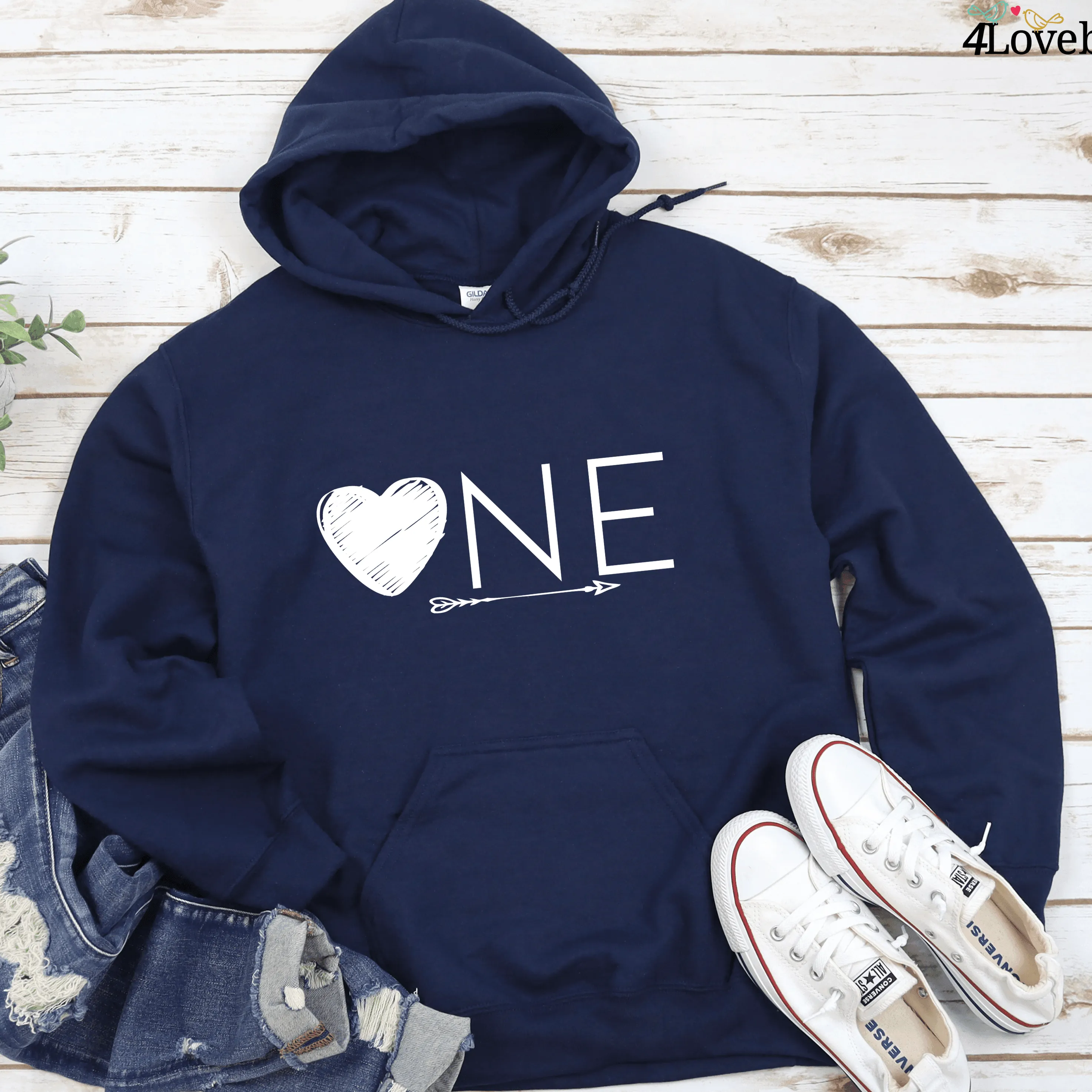 One Love Valentine's Day Matching Set Gift for Couples-His & Hers Shirts, Just Married, Funny!