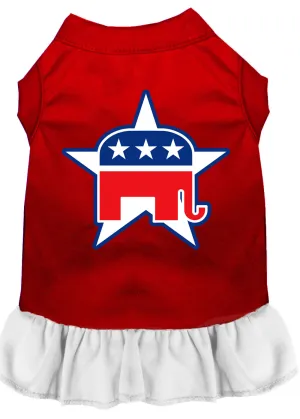 Republican Screen Print Dress Red With White Med