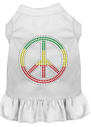 Rhinestone Rasta Peace Dress White Xxxl