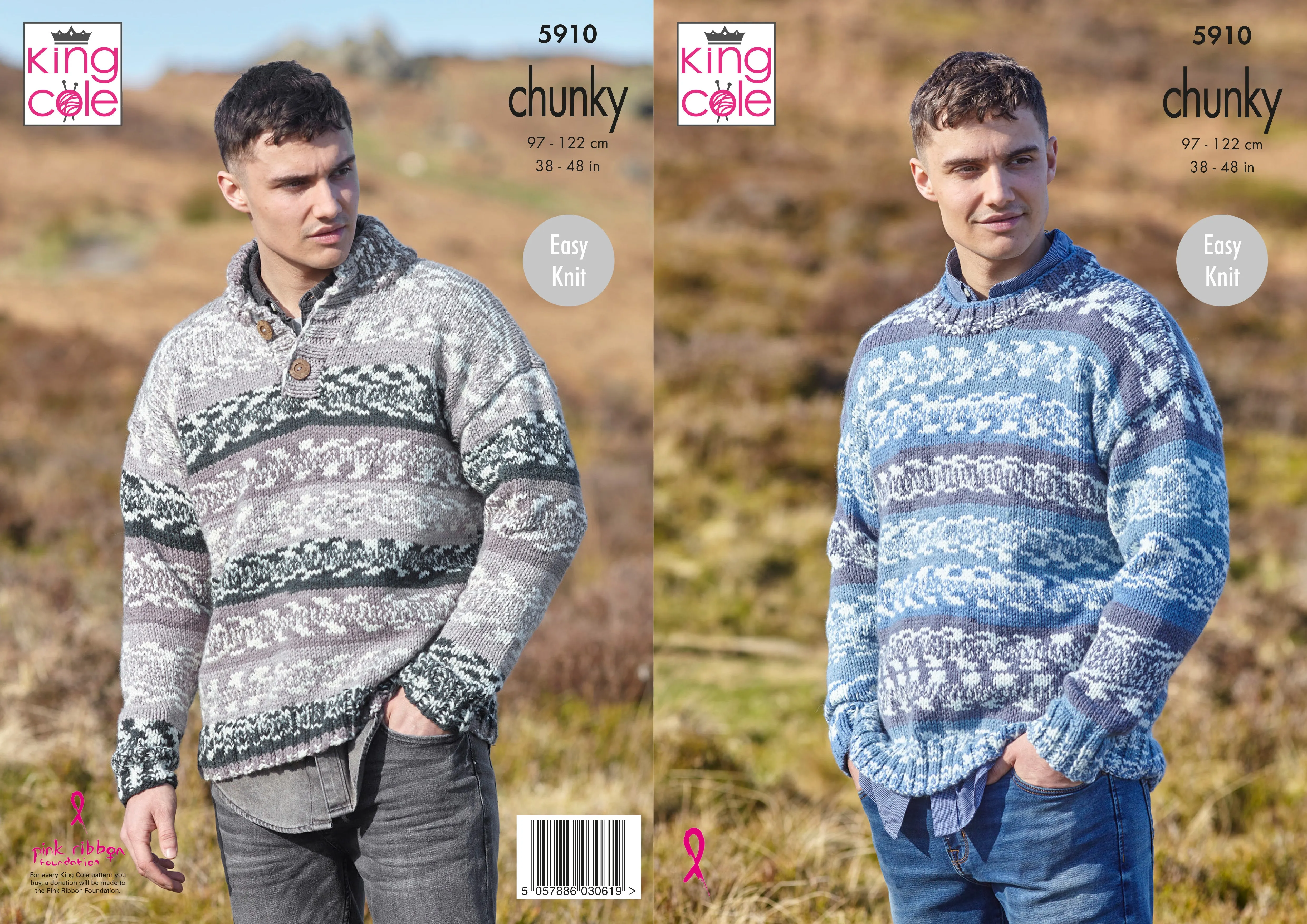 Round & Stand Up Neck Sweaters Knitted in Nordic Chunky 5910