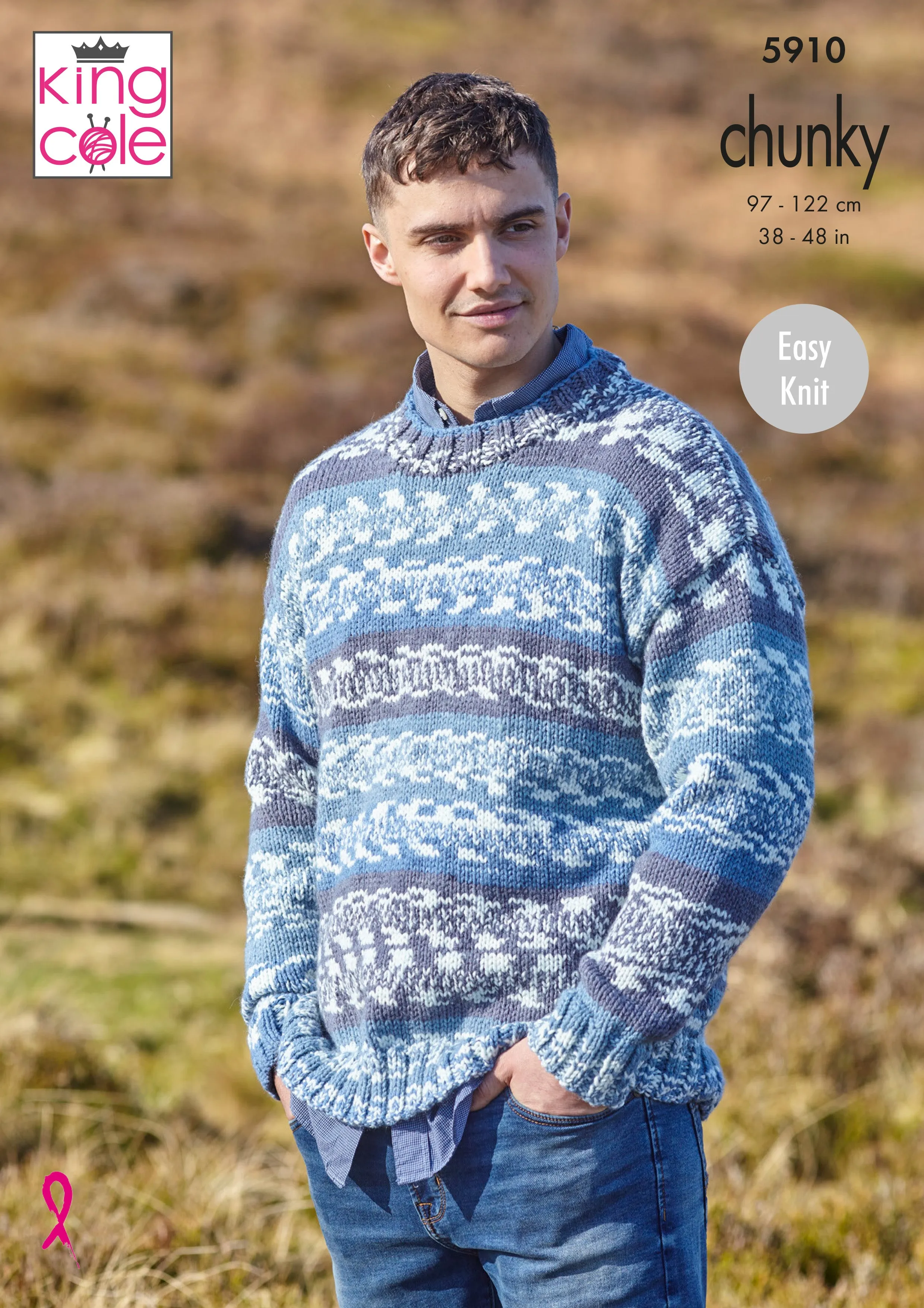 Round & Stand Up Neck Sweaters Knitted in Nordic Chunky 5910
