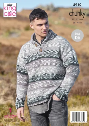 Round & Stand Up Neck Sweaters Knitted in Nordic Chunky 5910