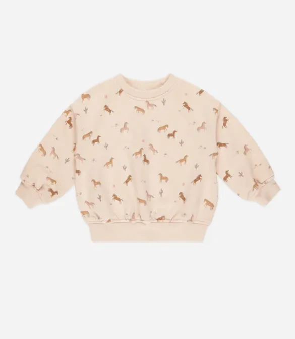 Rylee   Cru Relaxed Sweatshirt - Horses, Shell