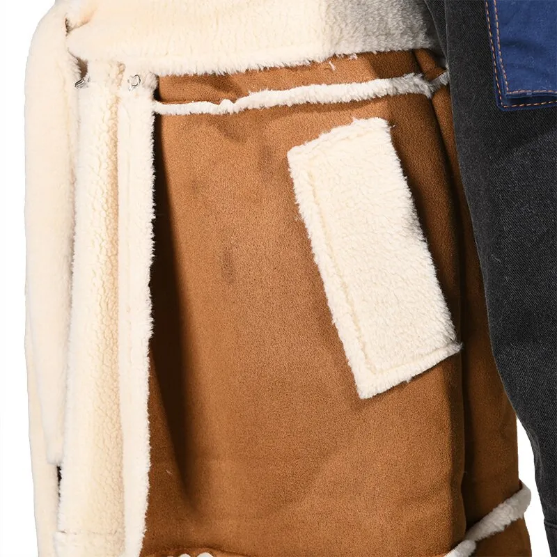 Shearling/Denim Long Coat