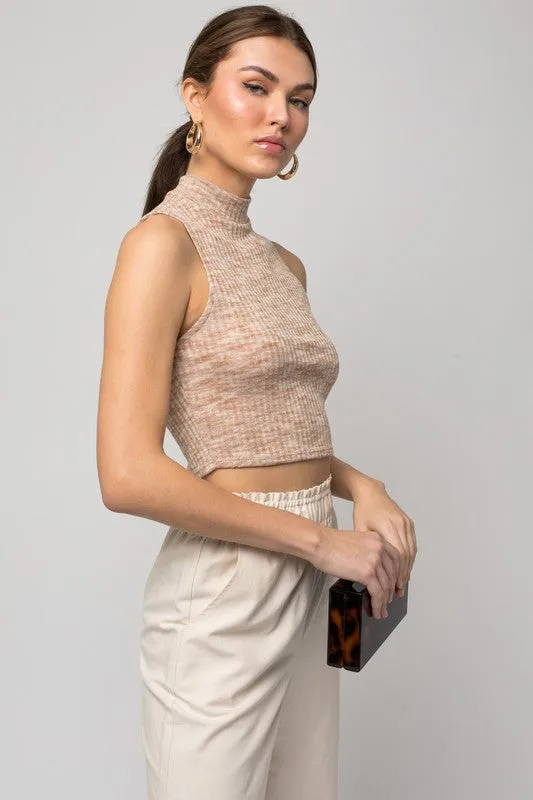 Sleeveless Mock Neck Band Top NEW