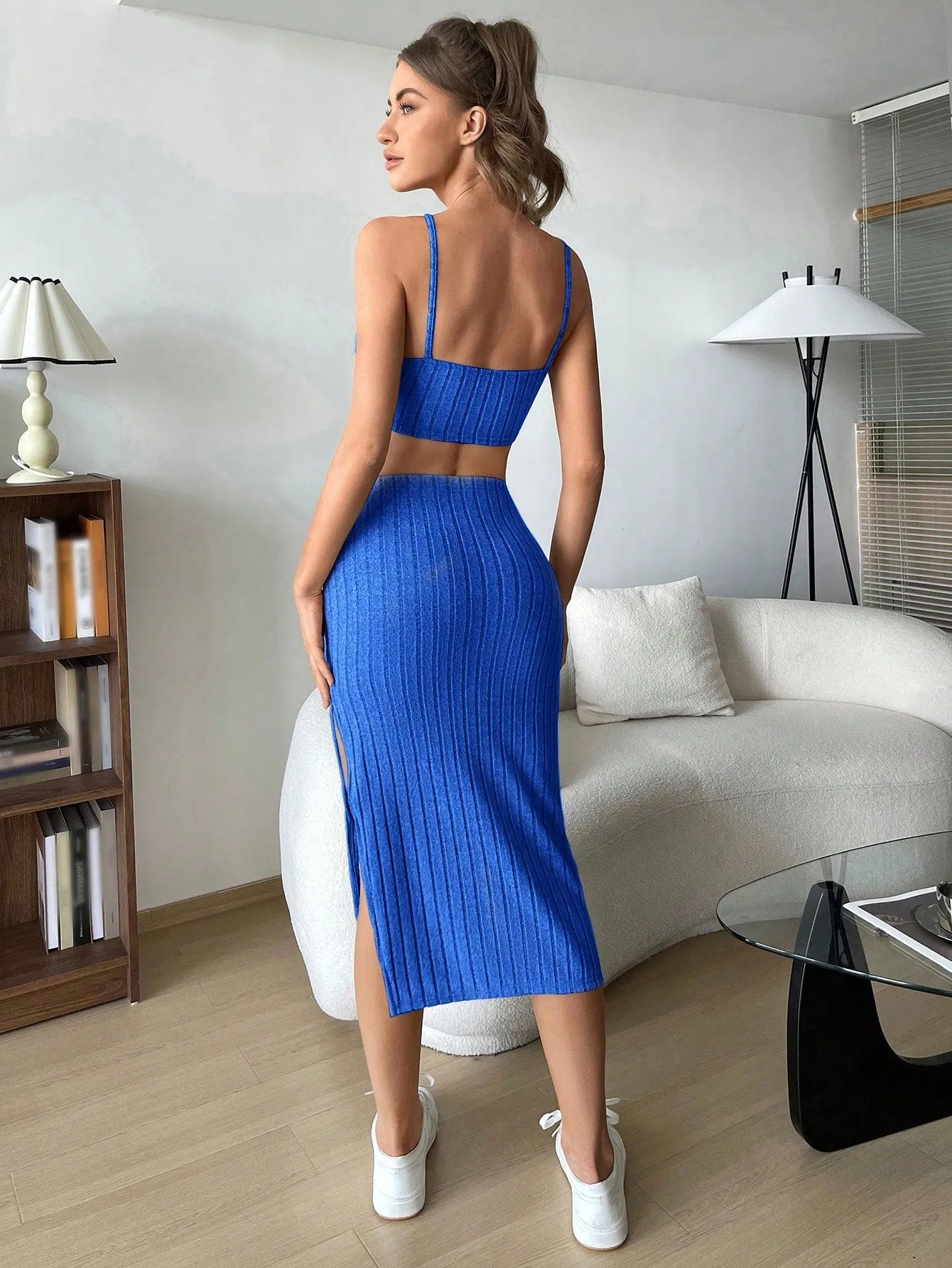 Solid Cami Top & Split Thigh Skirt SS23