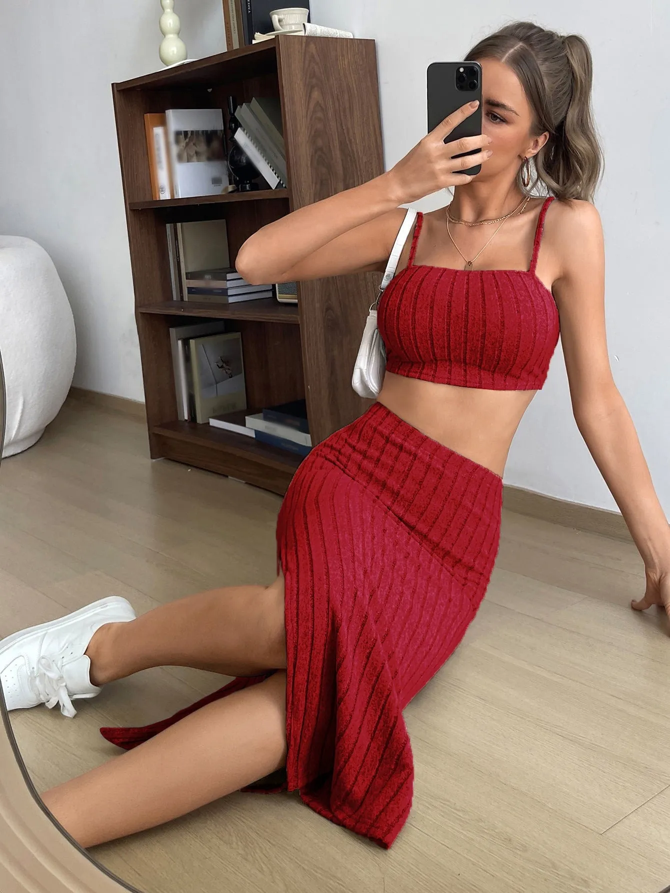 Solid Cami Top & Split Thigh Skirt SS23
